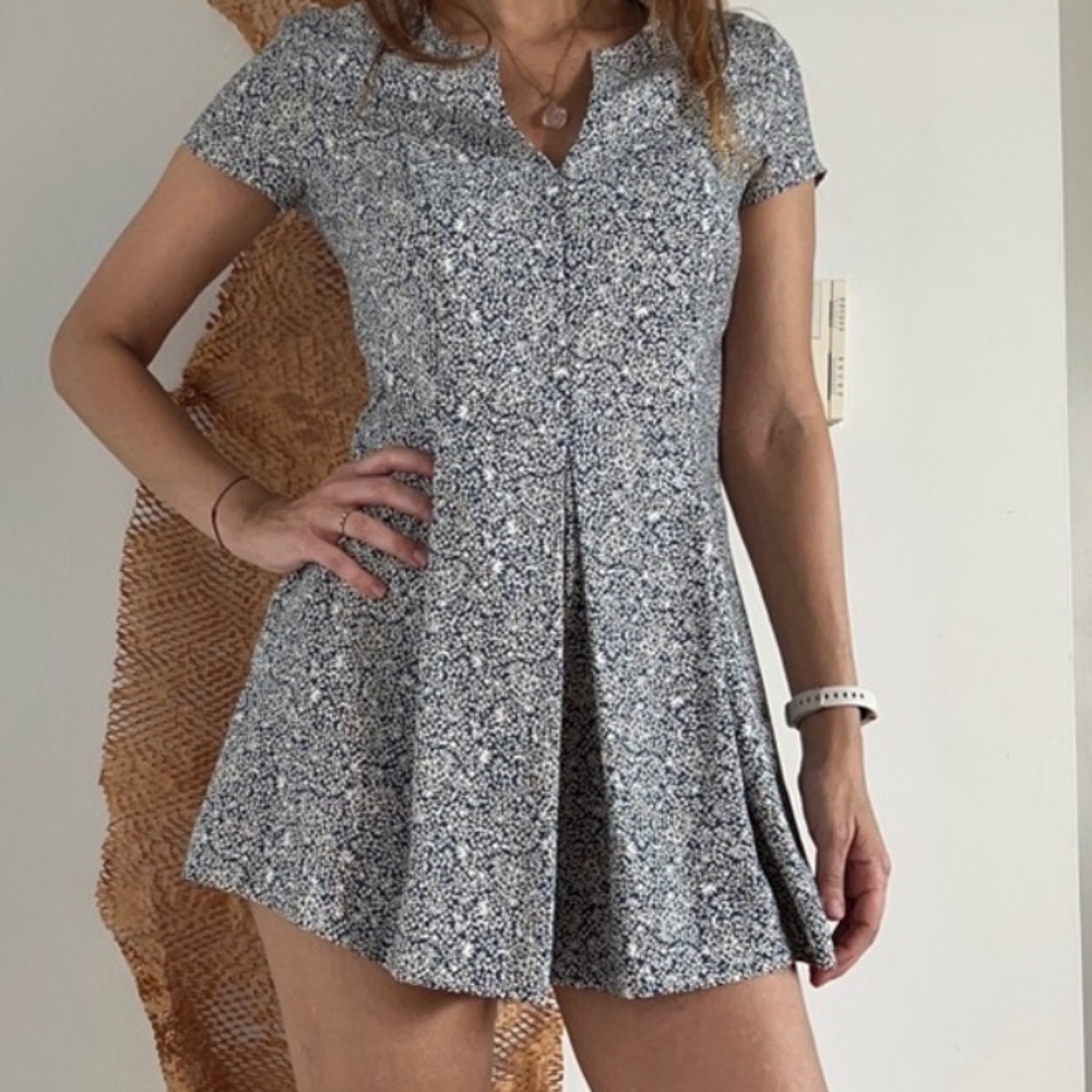Zara Trafaluc Romper Blue and White Size Small